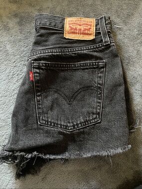 Levi's Washed Black Denim 501 Shorts